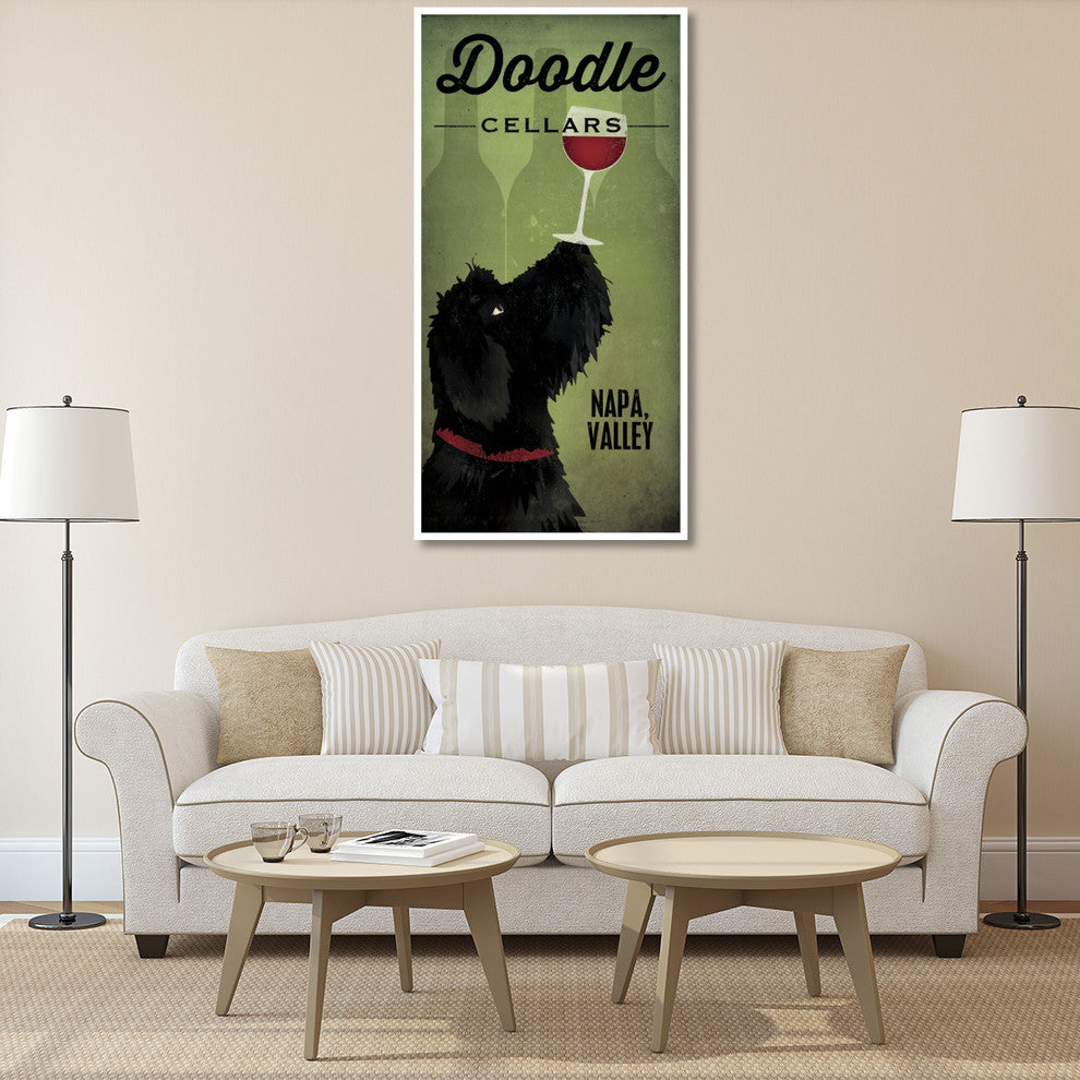 "Doodle Wine II Black Dog" Digital Paper Print by Ryan Fowler, 38"x74"