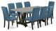 9-Piece Dinette Set Cement Color Table Top and 8 Chairs, Wire Brushed Black