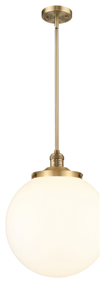 Beacon Pendant, Brushed Brass, Matte White