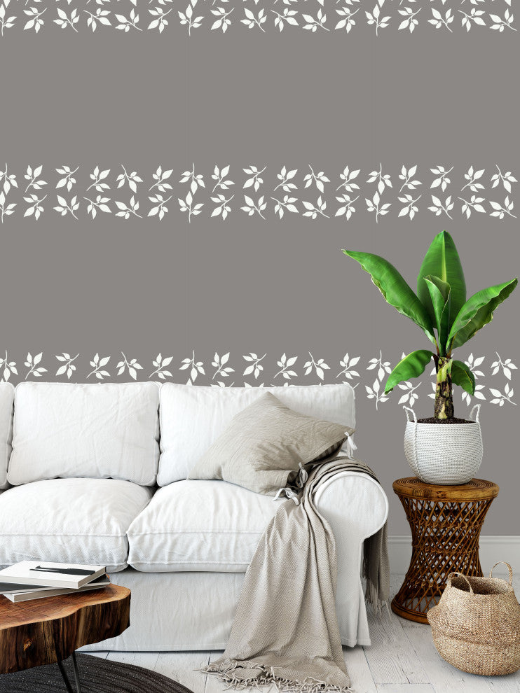 White Leaves Wallpaper by Monor Designs, Sample 12"x8"