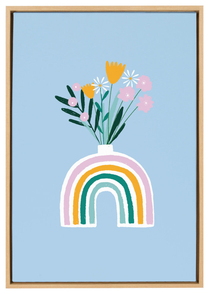 Sylvie Happy Flowers Framed Canvas by Duchess Plum, Natural 23x33