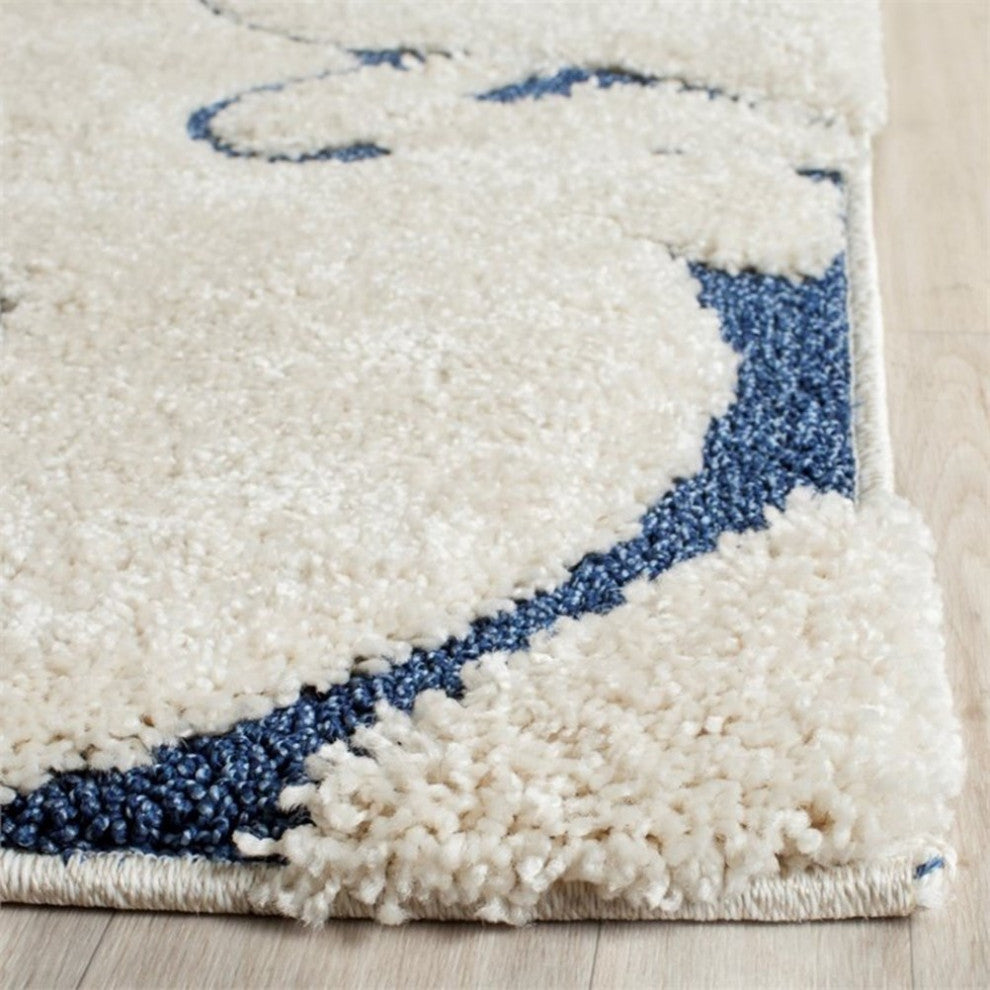 Safavieh Florida Shag 8' X 10' Power Loomed Rug in Cream and Blue