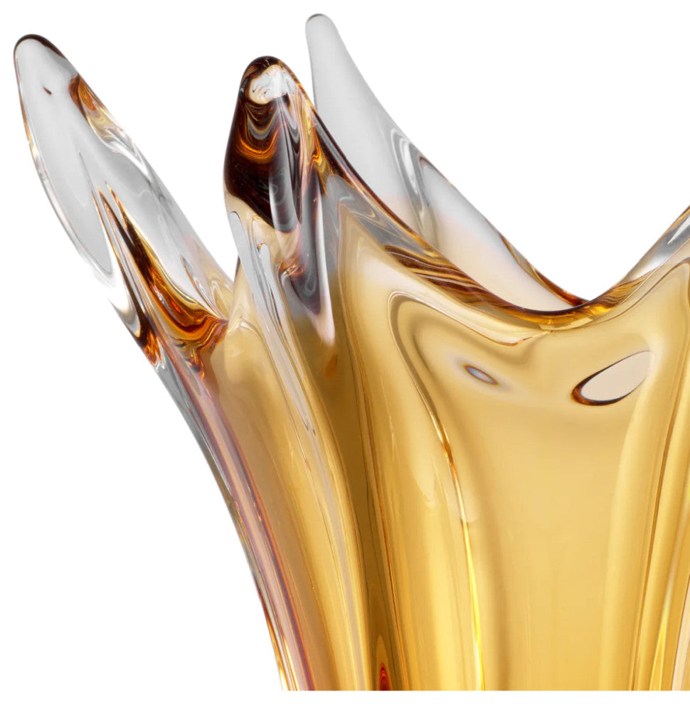 Handblown Glass Modern Vase, Eichholtz Sutter, Yellow