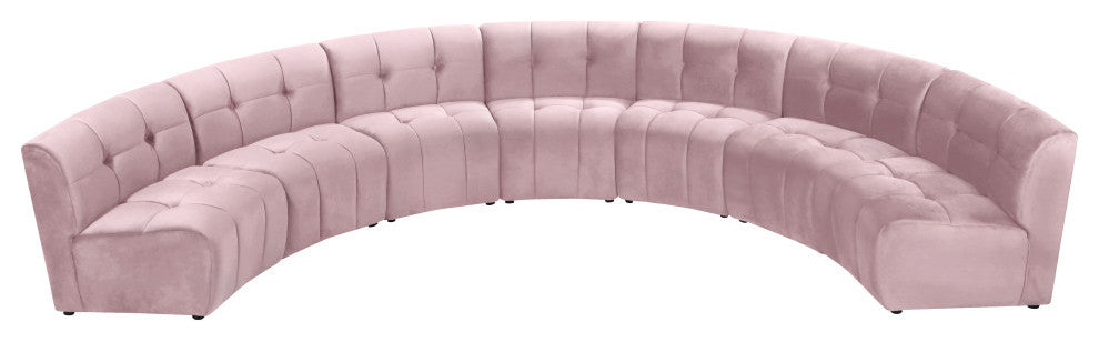 Limitless Velvet Upholstered 7-Piece Modular Sectional, Pink