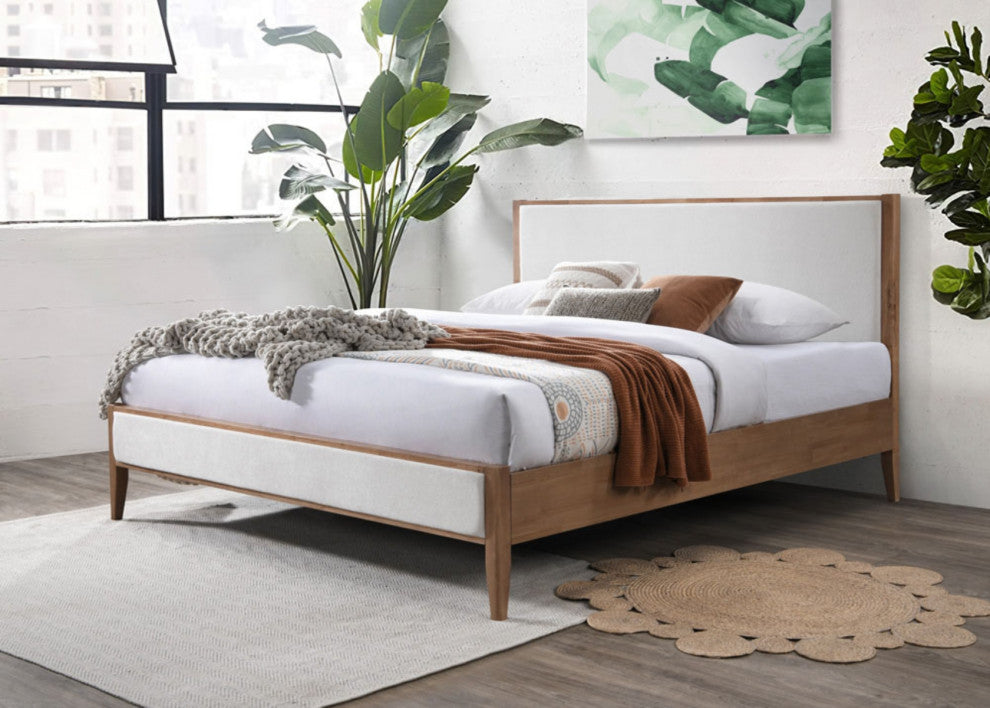 Safavieh Couture Giuliano Channel Tufted Bed, Ivory/Natural, Queen