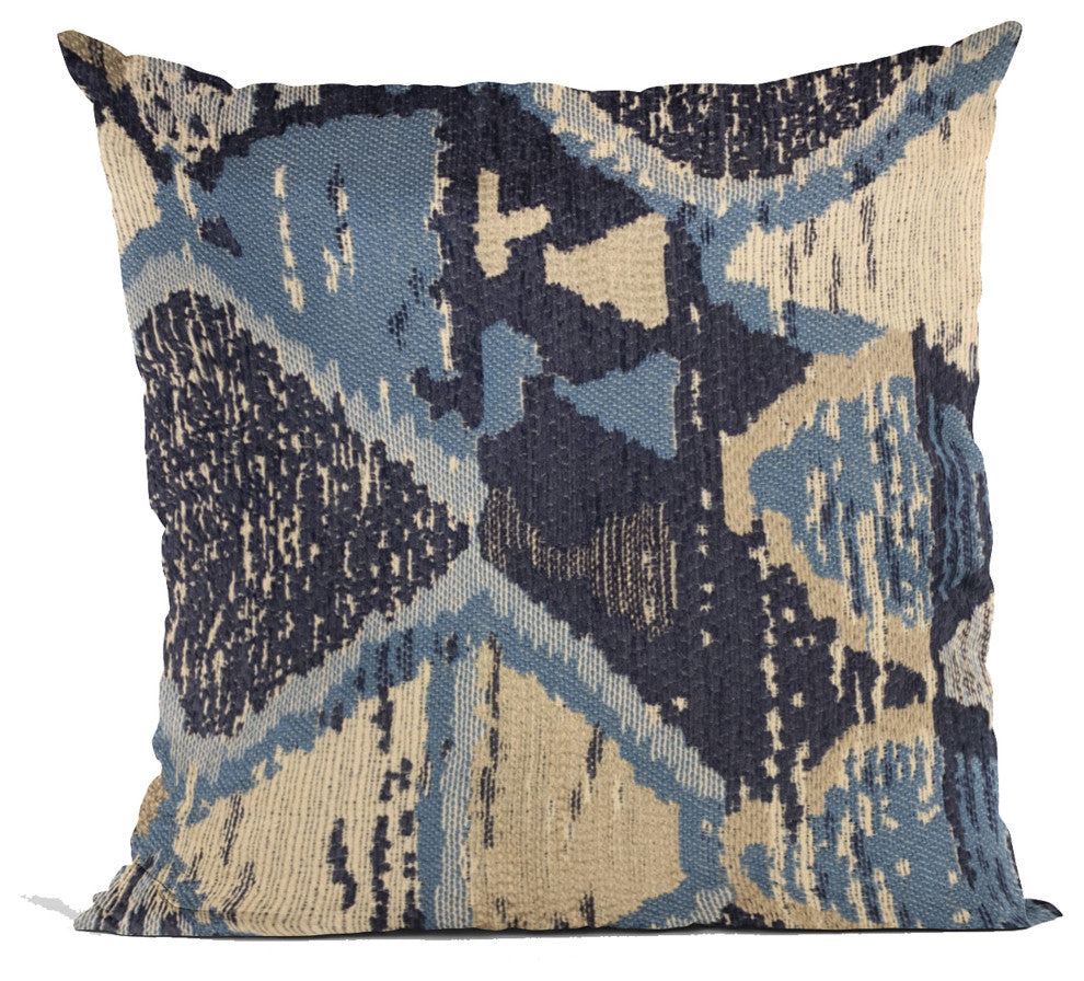 Plutus Blue Hidden Seas Abstract Luxury Throw Pillow, 26"x26"