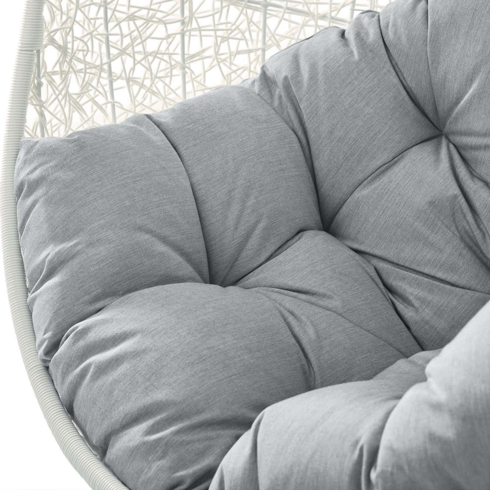 Swing Lounge Chair, Sunbrella, White Gray, Modern, Outdoor Patio Bistro