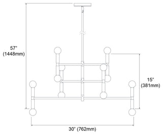 12 Light Incandescent Matte Black Chandelier
