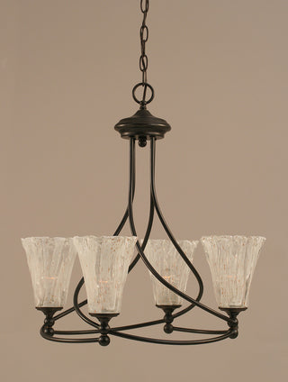 Capri 4-Light Chandelier, Dark Granite/Fluted Italian Ice