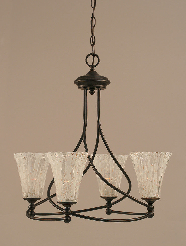 Capri 4-Light Chandelier, Dark Granite/Fluted Italian Ice