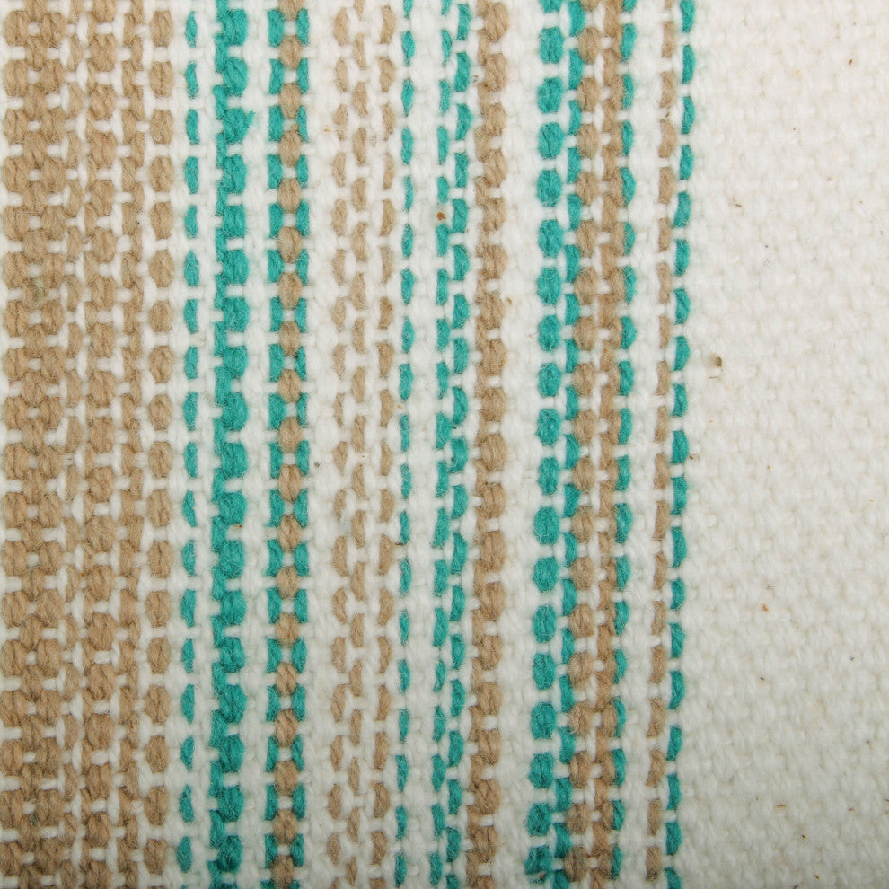 Teal Blue Striped Fringed Placemat Set of 6