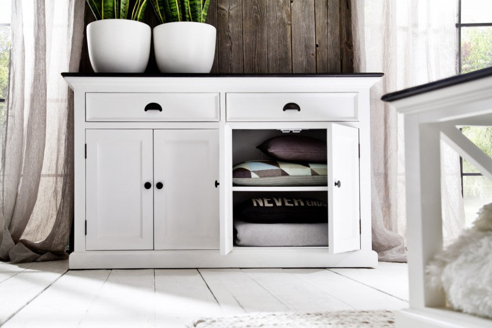 Modern Farmhouse Black and White Buffet Server