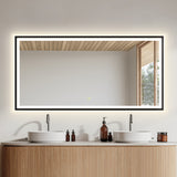 Apollo Anti-Fog Dimmable Vanity, LED Lighted Wall Mirror, Matte Black, 60"