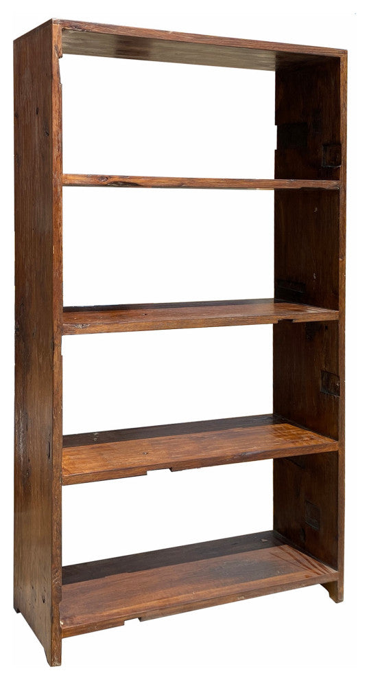 Rustic Raw Old Wood Open Shelf Brown Bookcase Display Cabinet Hcs6932
