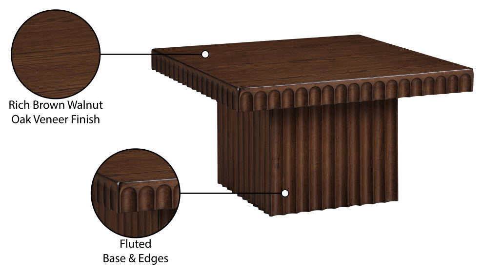Spencer Oak Veneer Coffee Table, Brown, 12" H, 1 Piece