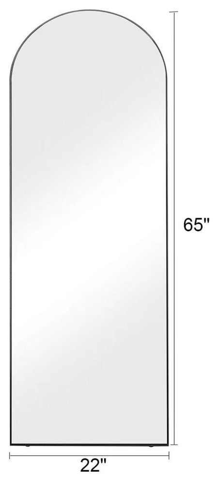 Rectangular Aluminum Framed Freestanding Bedroom Mirror, Black, 22''x 65''