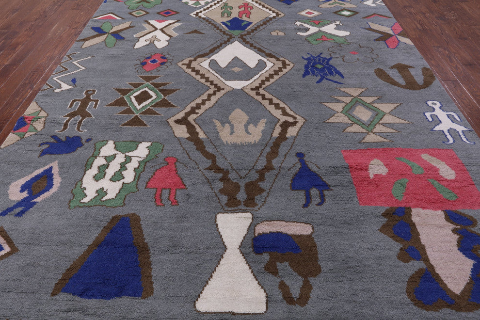 Hand Knotted Moroccan Wool Rug 10' 2" X 14' 1" - Q13113