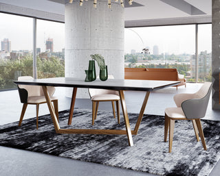 Modrest James Contemporary Walnut and White Dining Table
