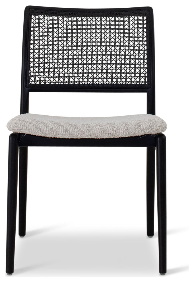 Charlotte Cane Side Chair, Boucle Crafted Glaze Seat, Ebano Frame, Ebano Webbing