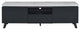 Spacious Wooden TV Stand with Faux Concrete Top and Tapered Legs,Black and White