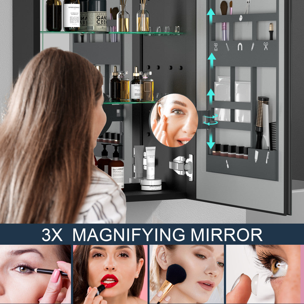 DIY LED Bathroom Medicine Cabinet With Mirror Left Door