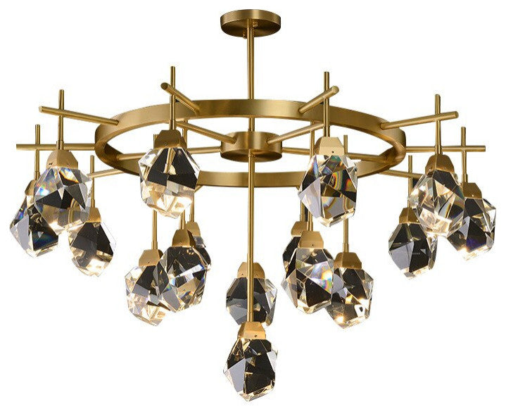 Gold Diamond Crystal Three Layer Led Copper Creative Chandelier, 16lights-B