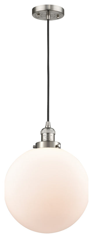 Beacon Mini Pendant, Brushed Satin Nickel, Matte White