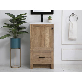 Elegant Decor Soma 18" Steel MDF Stone Single Bathroom Vanity in Natural Oak