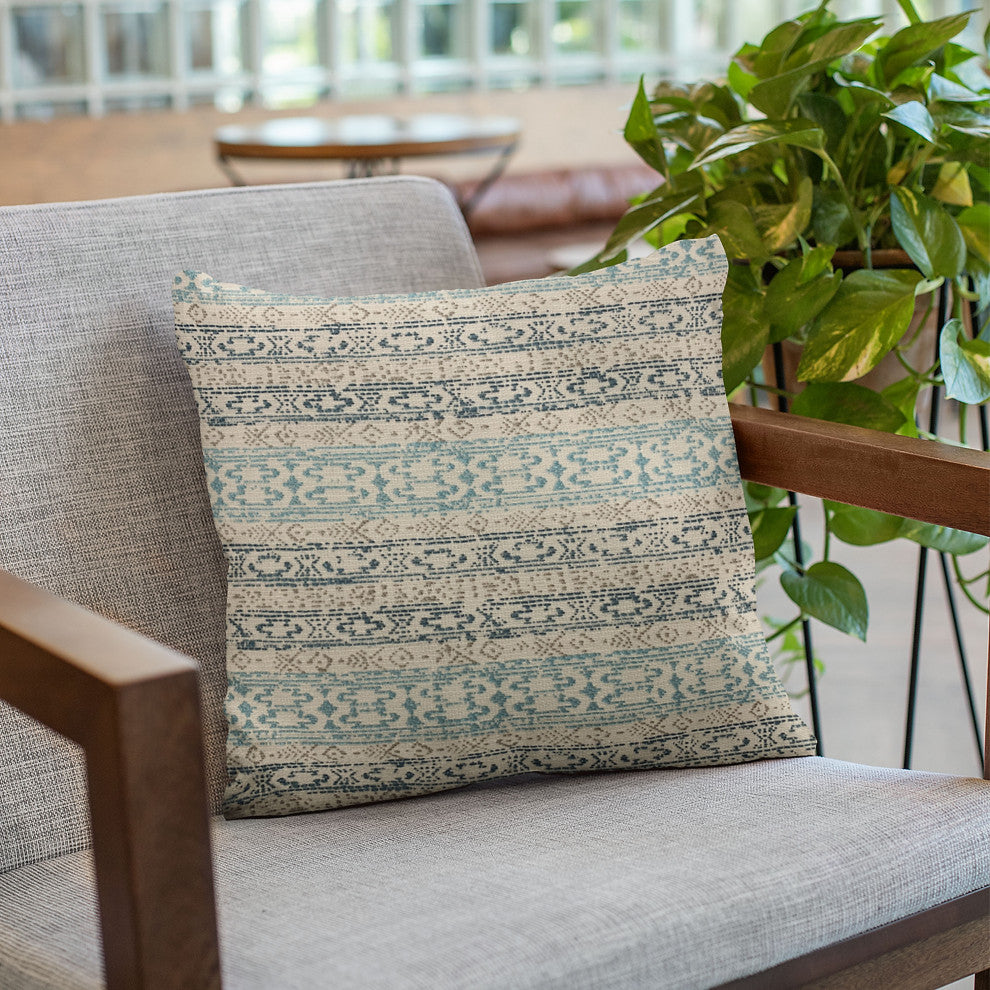 Plutus Blue Mayan Stripe Luxury Throw Pillow, 20"x26"