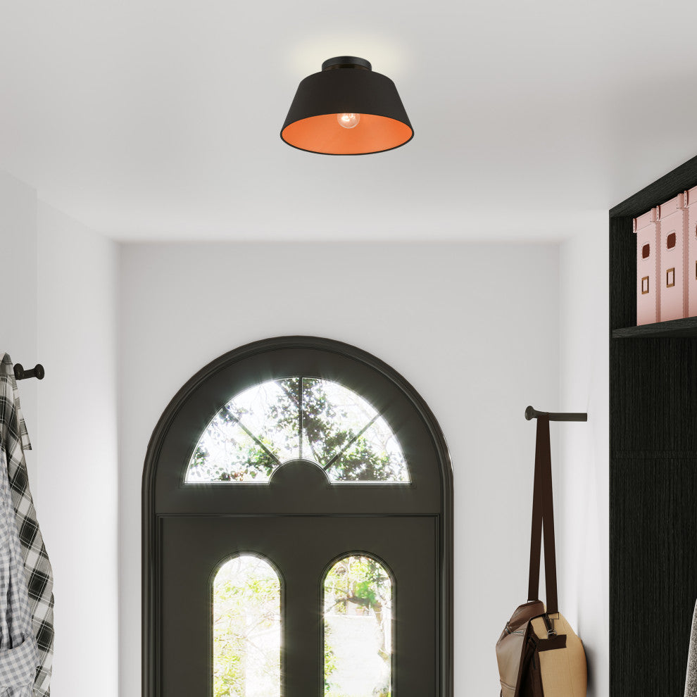 Livex Lighting 1 Light Black Semi-Flush Mount