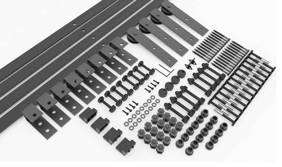 Vancleef Hardware Sliding Barn Door Hardware, U Bracket Bypass, Straight Design,