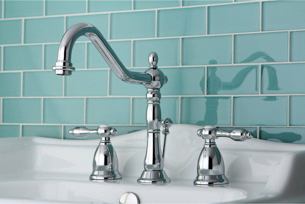 Kingston Brass Widespread Bathroom Faucet With Brass Pop-Up, Polished Chrome