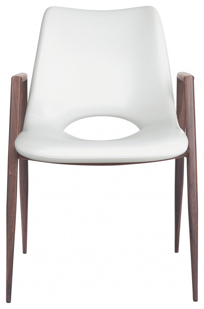 Set of Two White Retro Modern Funk Dining Chairs