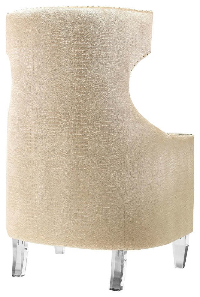 TOV Furniture Gramercy Gold Croc Velvet Wing Chair