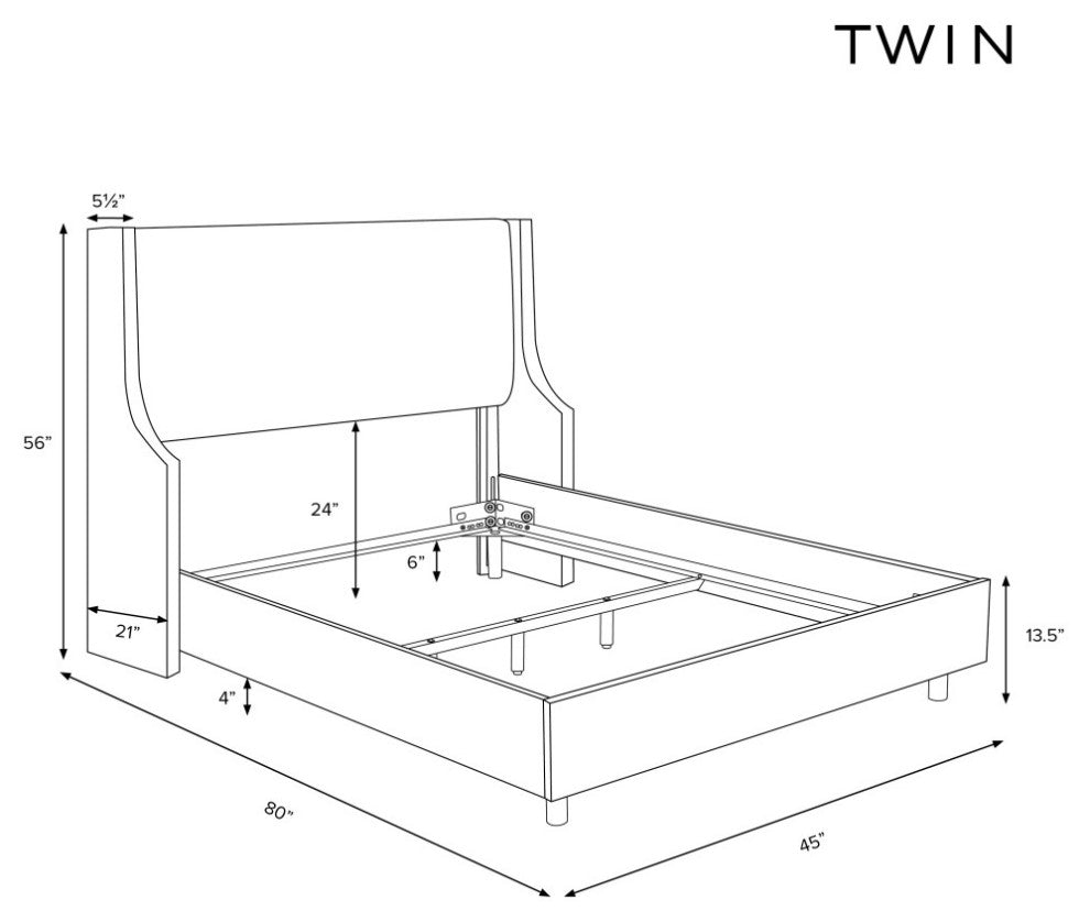 Wingbacl Bed, Linen Talc, Twin
