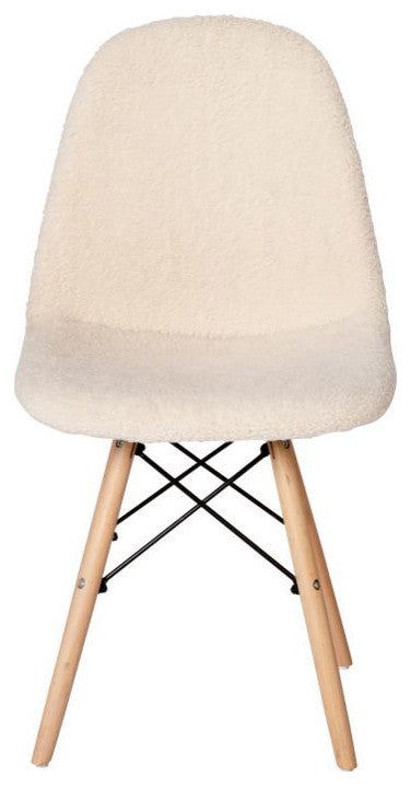 Zula Modern Padded Armless Faux Sherpa Accent Chair With Beechwood Legs, Off-Whi