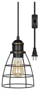 2 Pack Plug in Pendant Light Industrial Cage Pendant Lamp