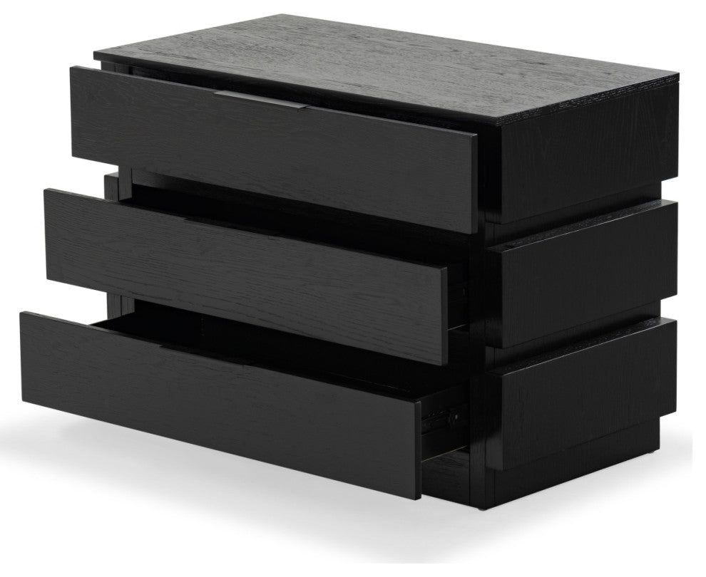 Safavieh Couture Titus 3 Drawer Stacked Chest, Black