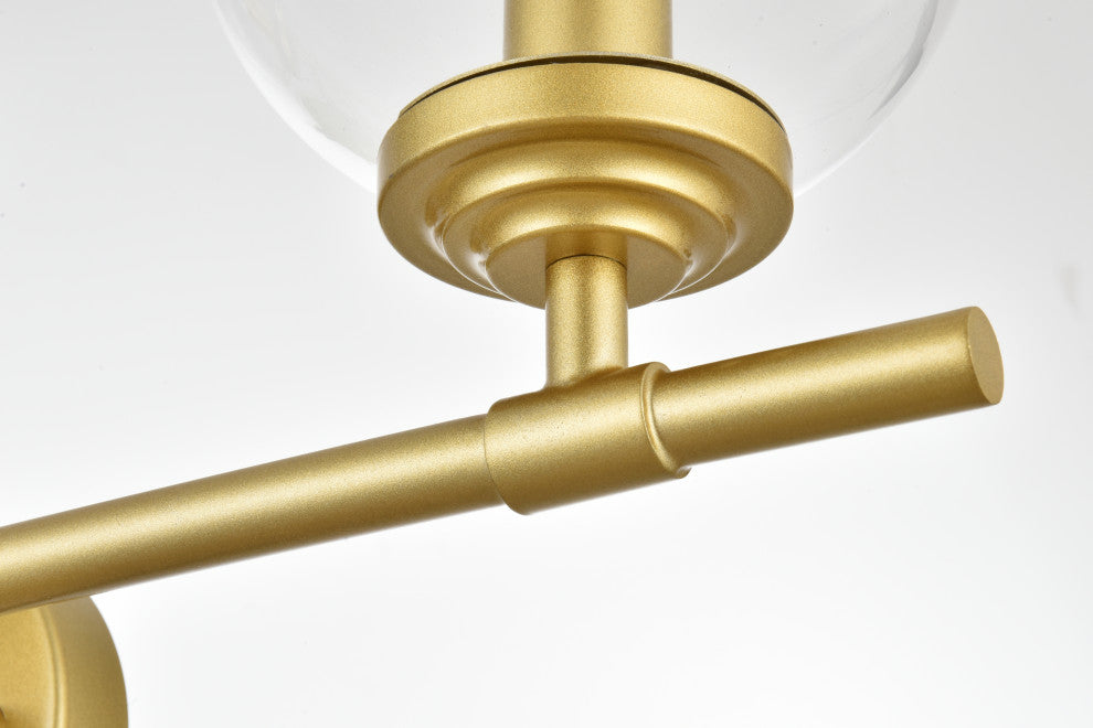3 Light Brass And Clear Bath Sconce