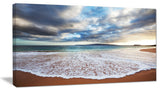 "Deep Seashore With Clouds And Waves" Seashore Canvas Wall Art, 32"x16"
