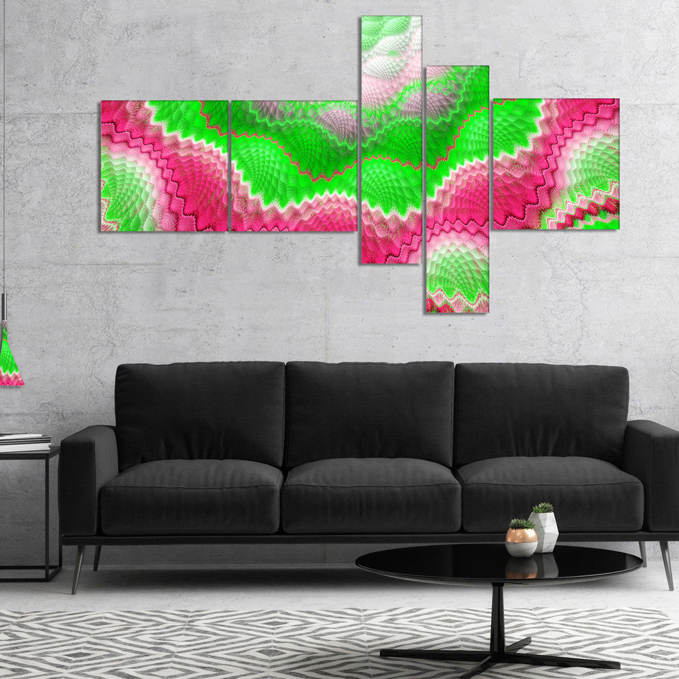 Snake Skin Exotic Flower, Abstract Wall Art Canvas, 60"x32", 5 panels