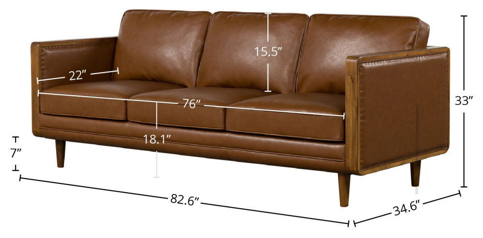 Las Vegas Mandalay 83" Wide Upholstered Sofa, Vegan Nut