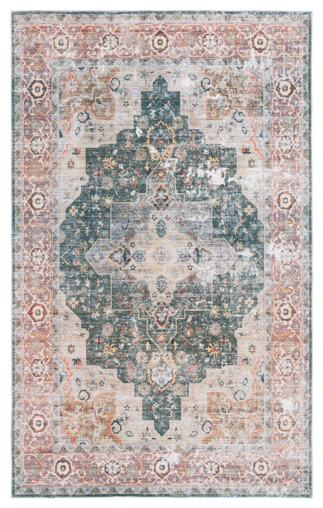 Safavieh Arizona Machine-Washable Collection ARZ126 Rug, Green/Light Brown, 4'x6'