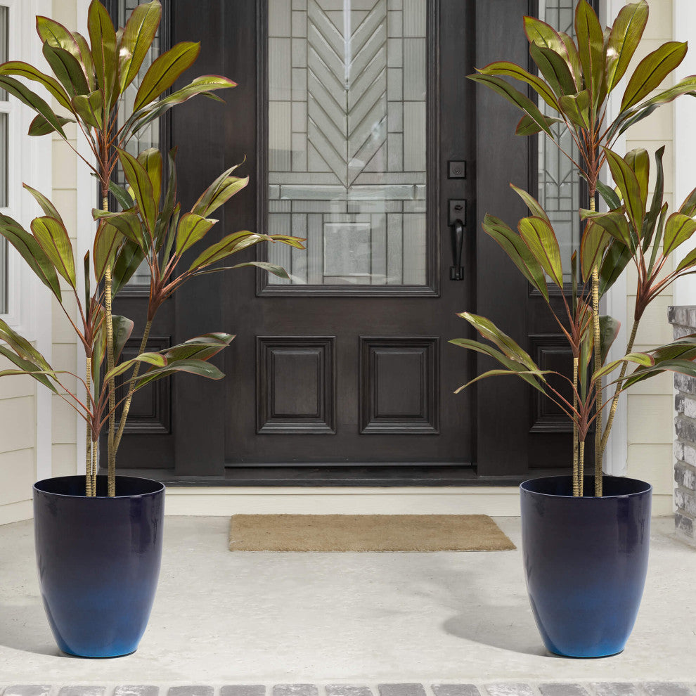 Set of 2 Oversized Eco-Friendly PE Faux Ceramic Planter, Cobalt Blue