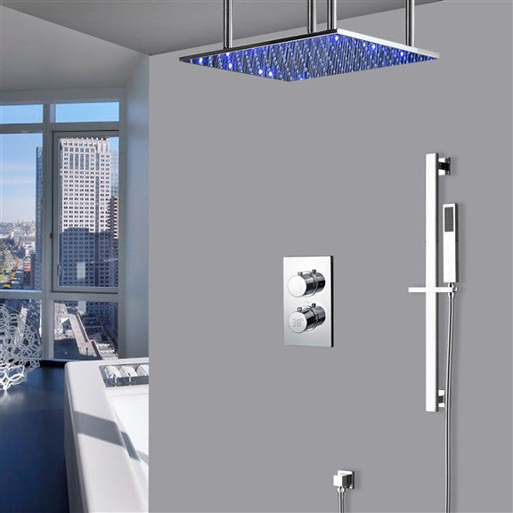 Trieste 20" Digital LED Mist Rainfall Shower System, Handheld Shower, Chrome
