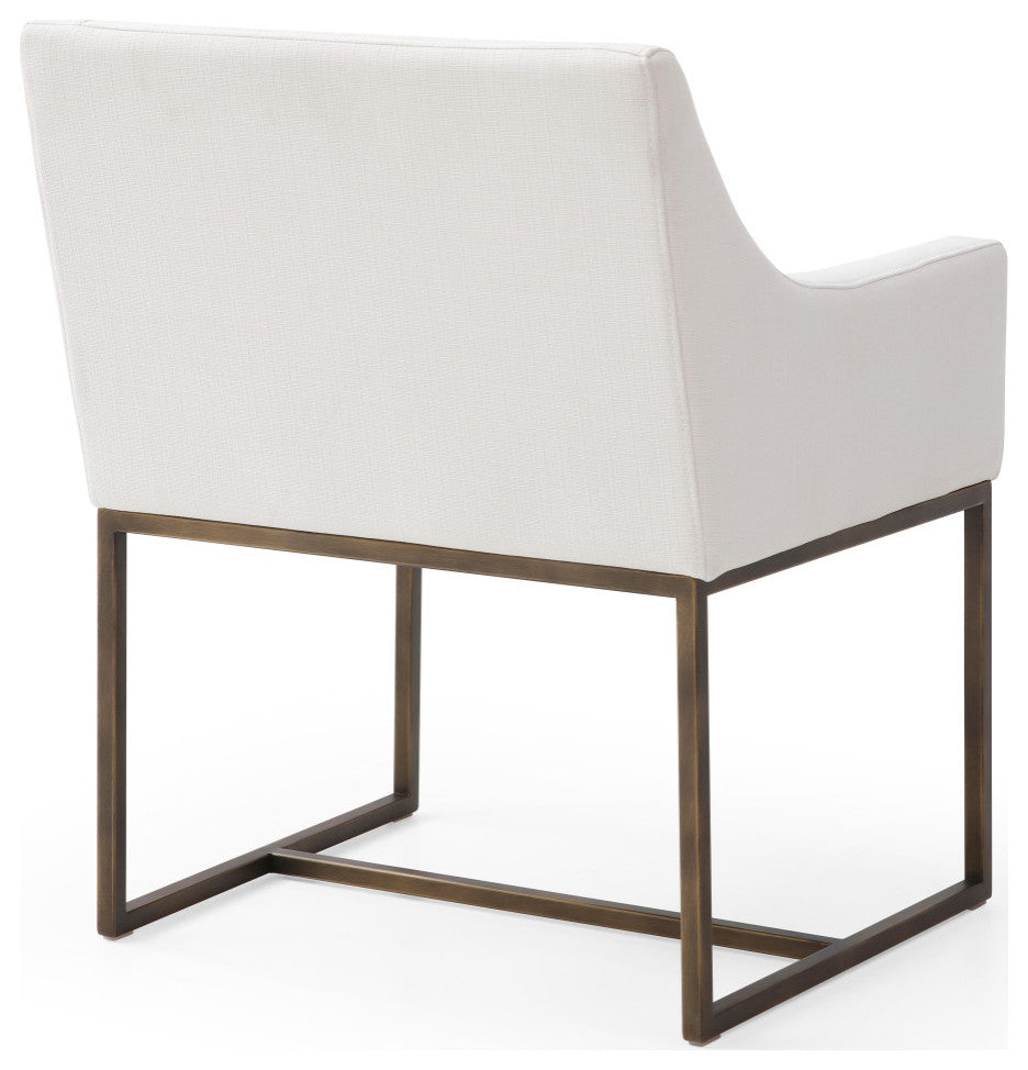 Modrest Basel Off White and Copper Antique Brass Dining Chair