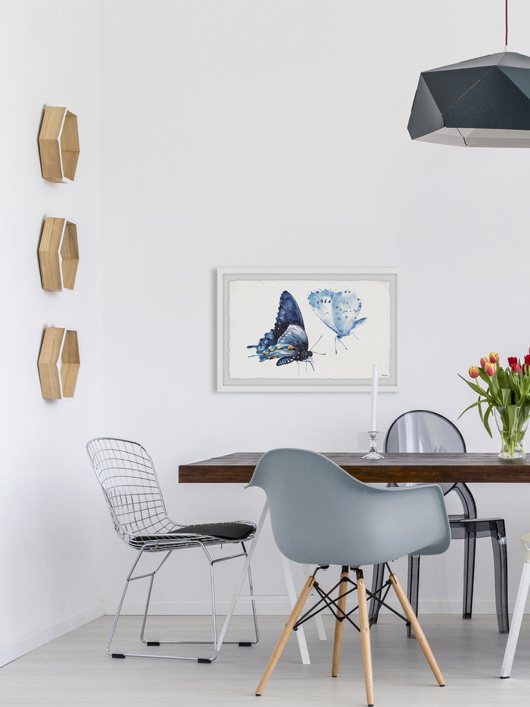 "Magical Blue Butterflies" Framed Painting Print, 12"x8"