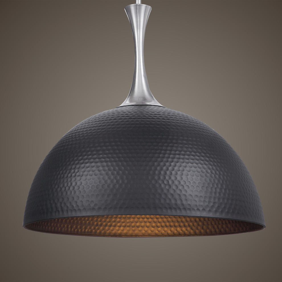 Uttermost Raynott Black 1 Light Dome Pendant