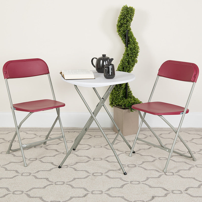 Hercules Series Plastic Folding Chair - 2 Pack 650LB Weight Capacity, Red