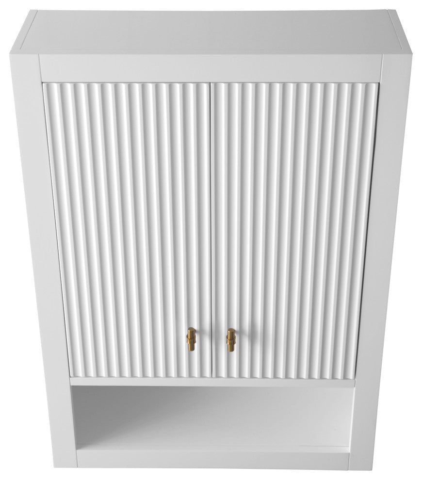 Vanity Art 24" Wall Mounted Bathroom Storage Cabinet, Linear White, Golden Brushed Handle
